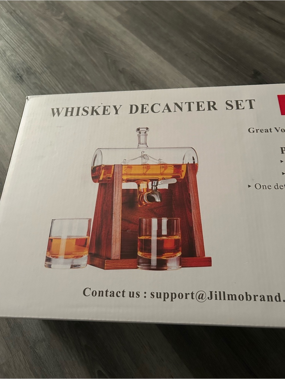Whiskey Decanter Set with Wood Stand - Brown